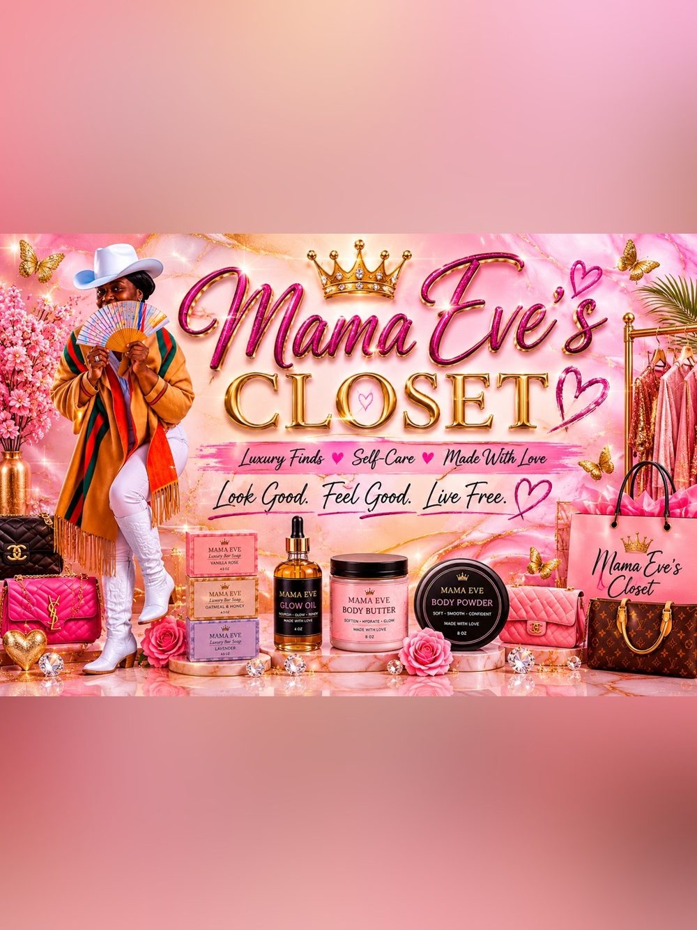 Mama Eve Body Butter & Glow Oil Set - Pink and Gold Packaging